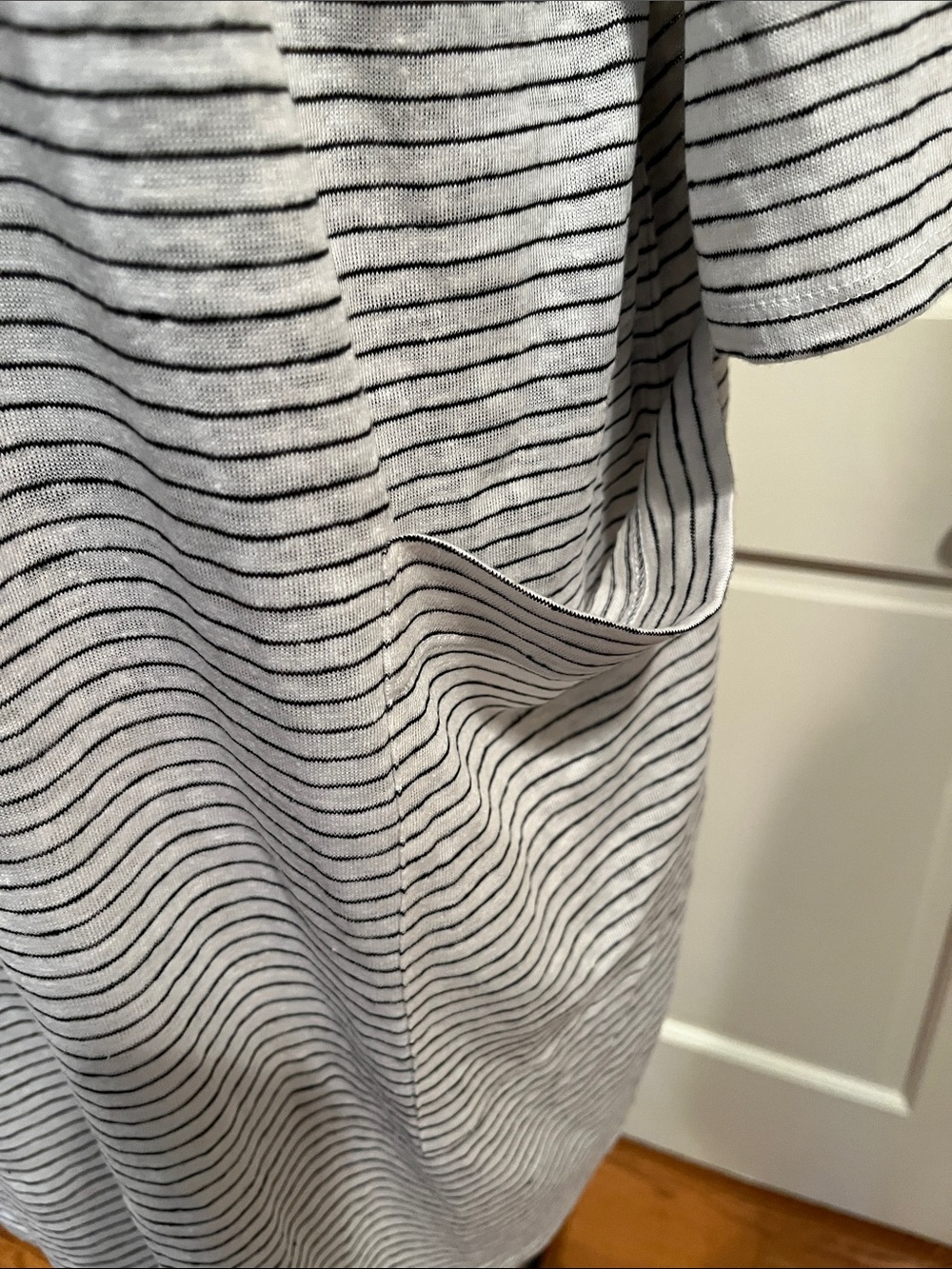 Eileen Fisher White & Black Striped Organic Linen Jersey Dress, New with tags - Picture 4 of 4
